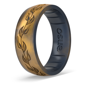 Image of Shire Leaf Ring - Distressed Metallic warm golden yellow outer ring with metallic true black inner ring.