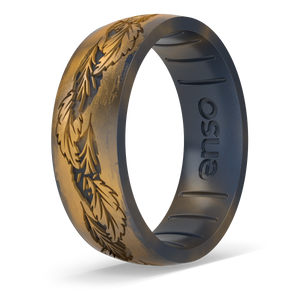 Image of Feathers of Rohan Ring - Distressed Metallic warm golden yellow outer ring with metallic true black inner ring.